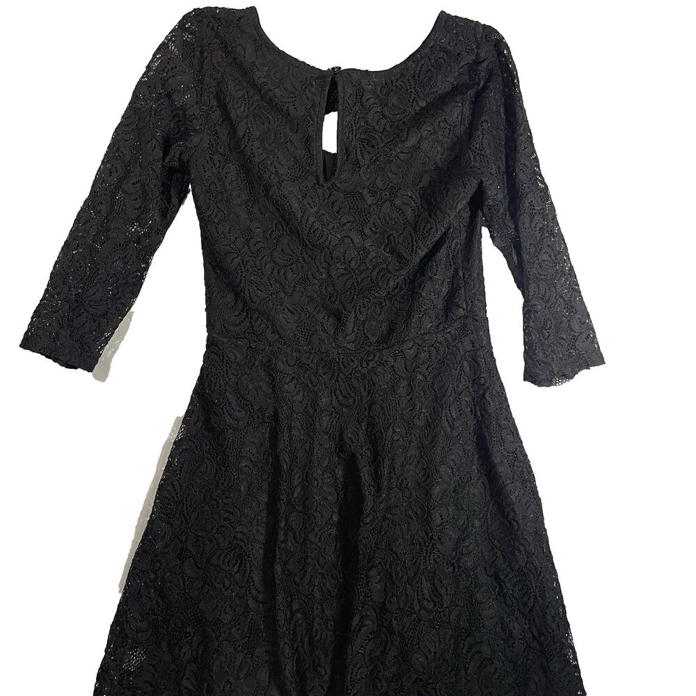 Almost Famous Off Shoulder Black Whimsigoth Lace 3/4 Sleeve Dress Juniors Large